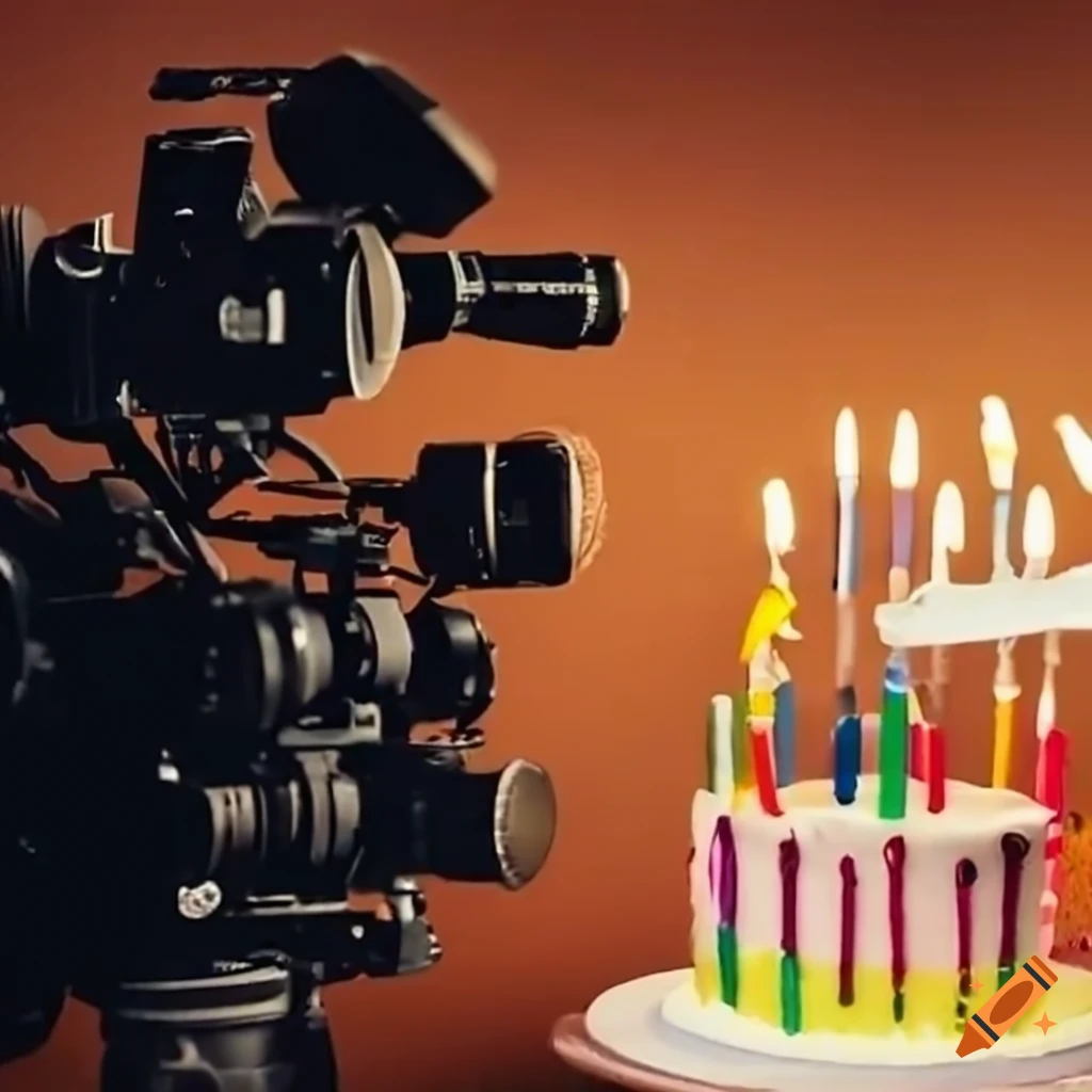 camera filming a birthday cake