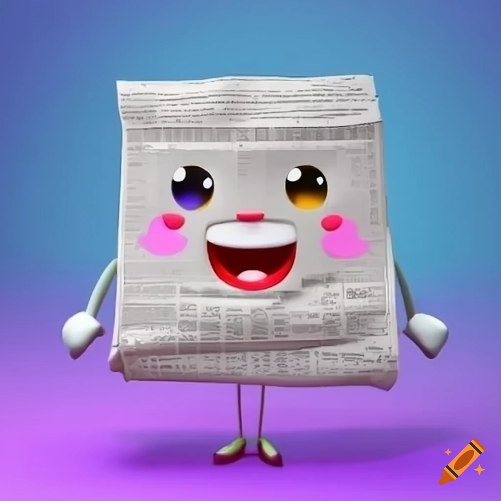 3D cartoon kawaii newspaper illustration
