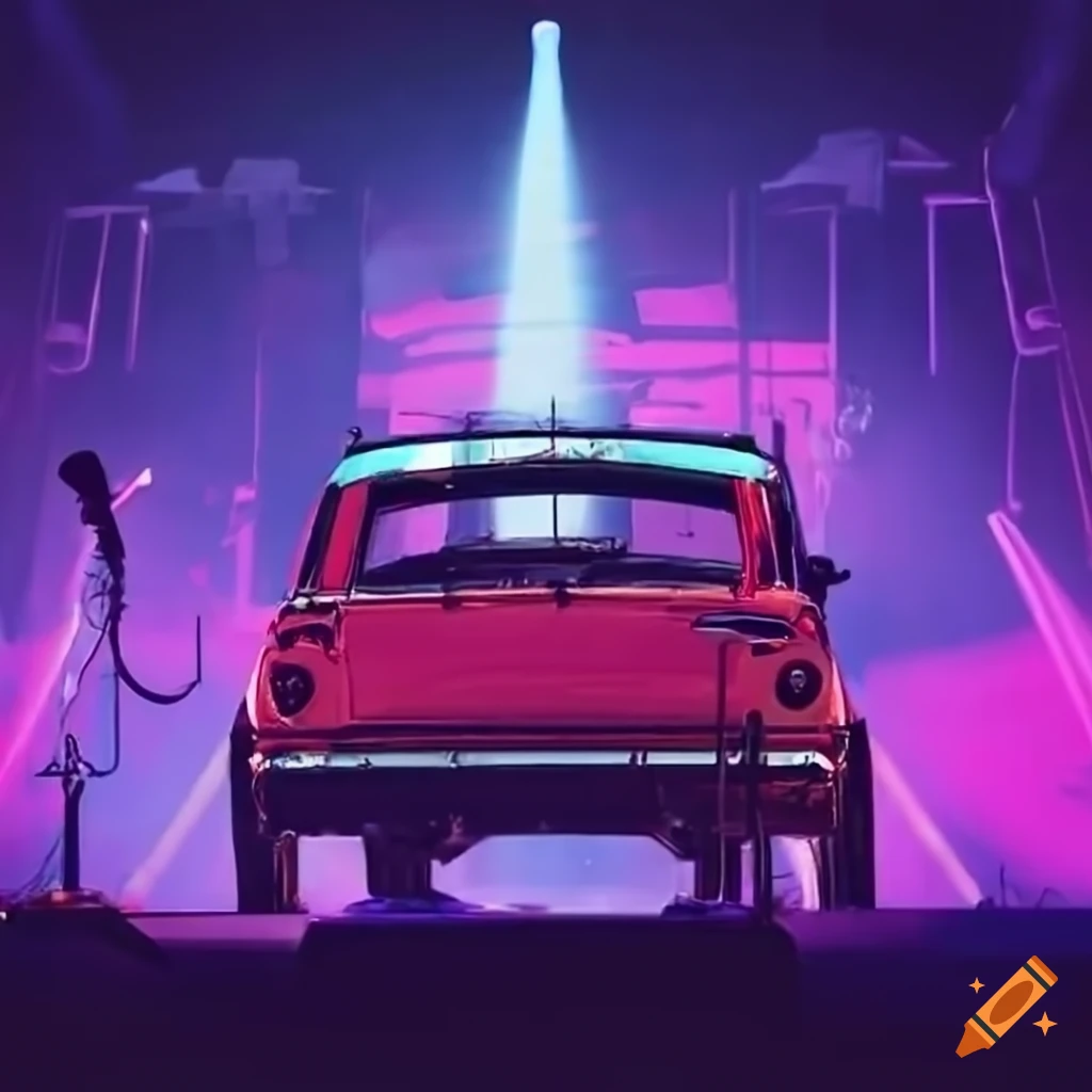 car performing rock and roll concert on stage