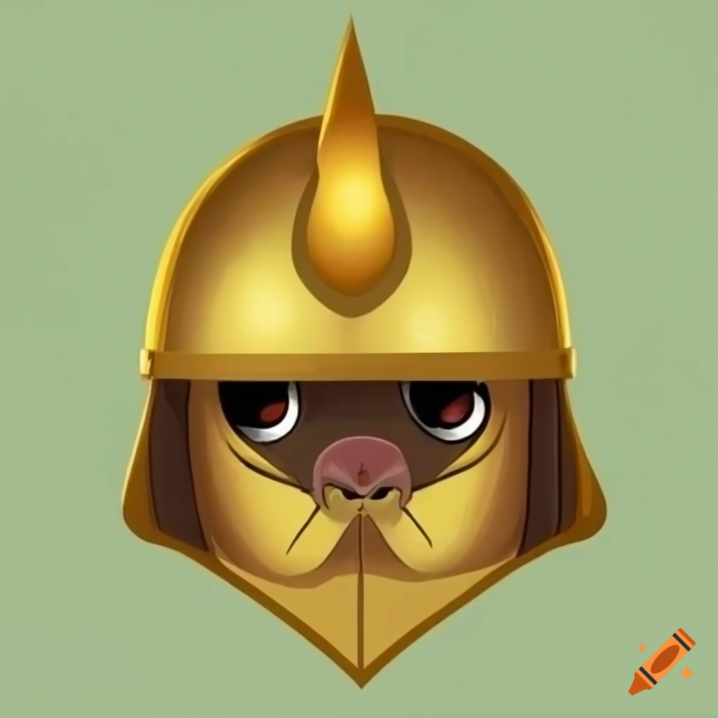 cartoon bat with a golden soldier helmet