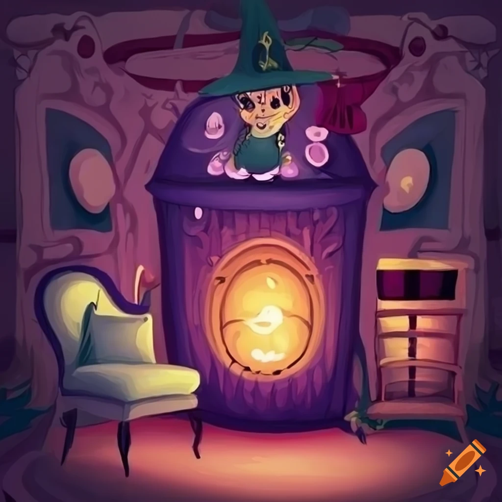 illustration of a cozy witch's living room