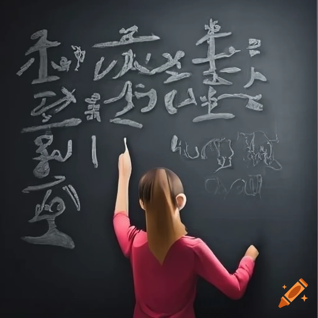 blackboard with Chinese hieroglyphs
