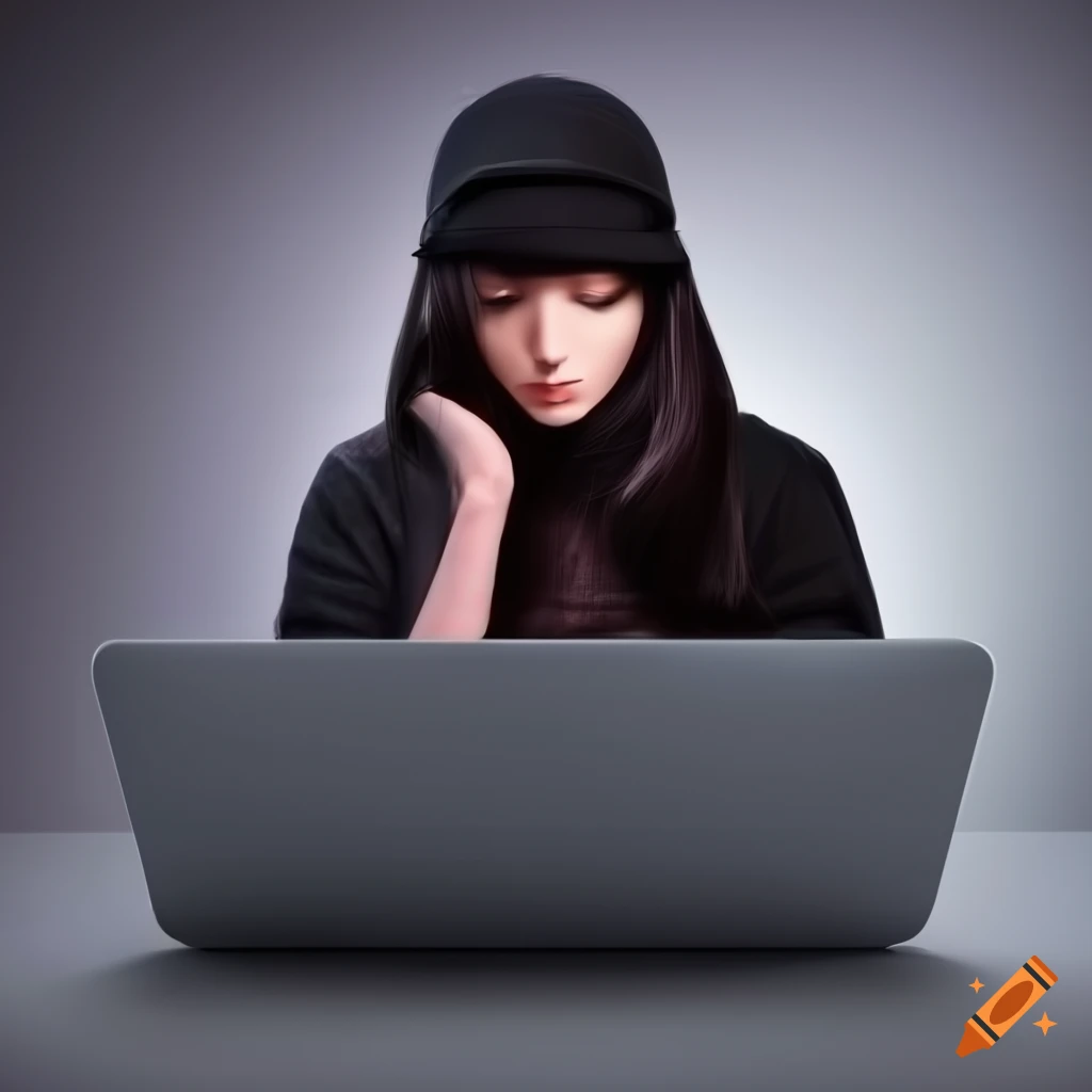 picture of a girl sitting at a laptop