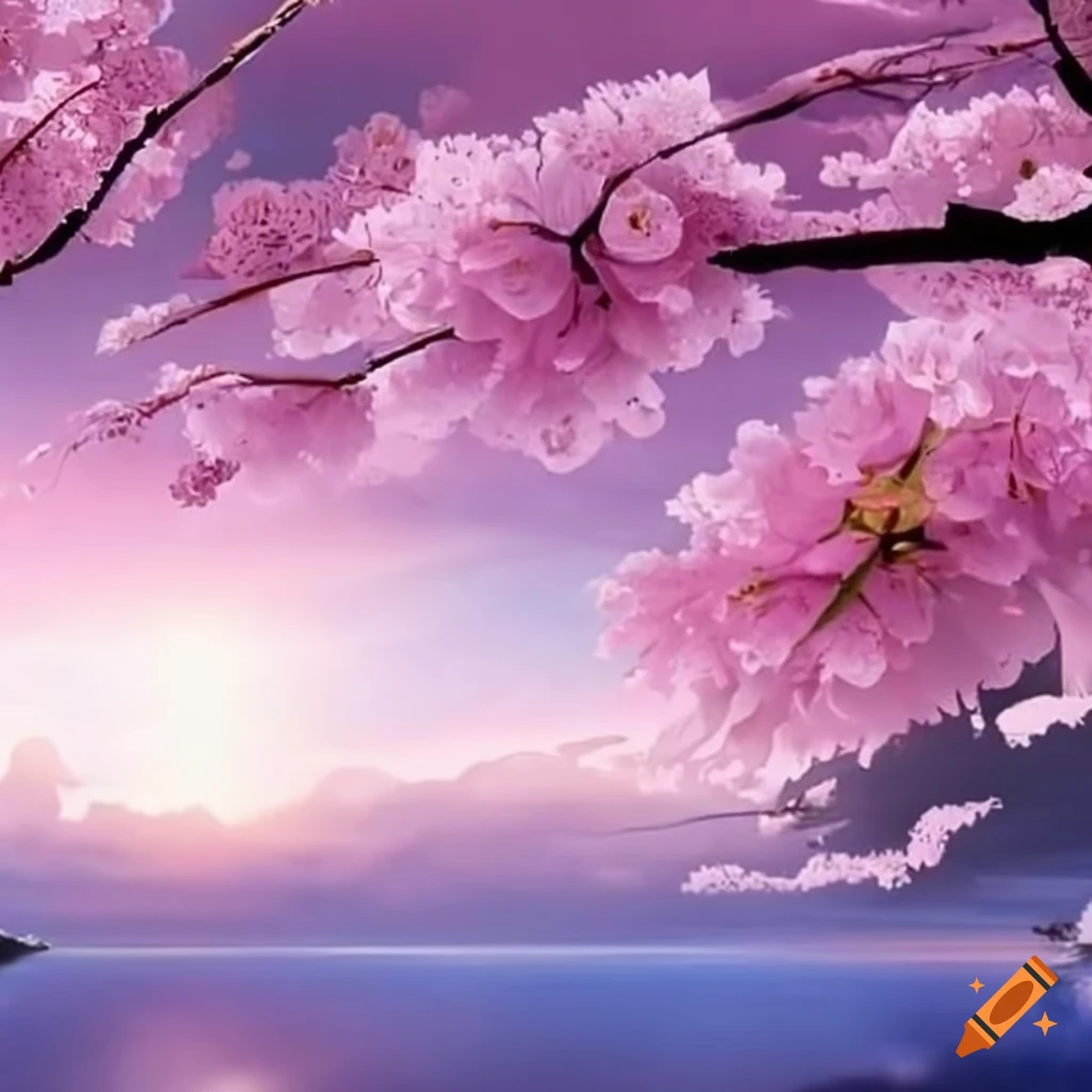 dreamy sakura petals floating in the wind