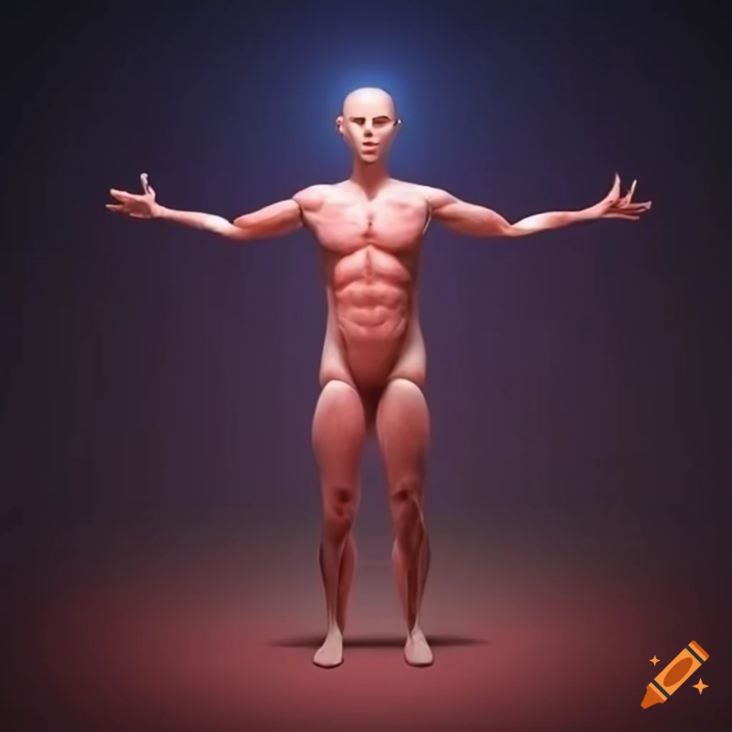realistic human figure in space with open arms