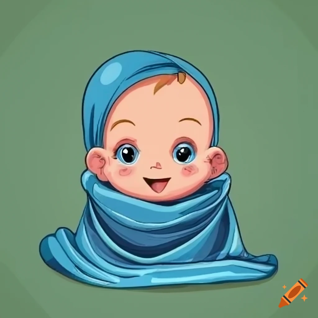 cartoon illustration of a newborn baby wrapped in a blanket
