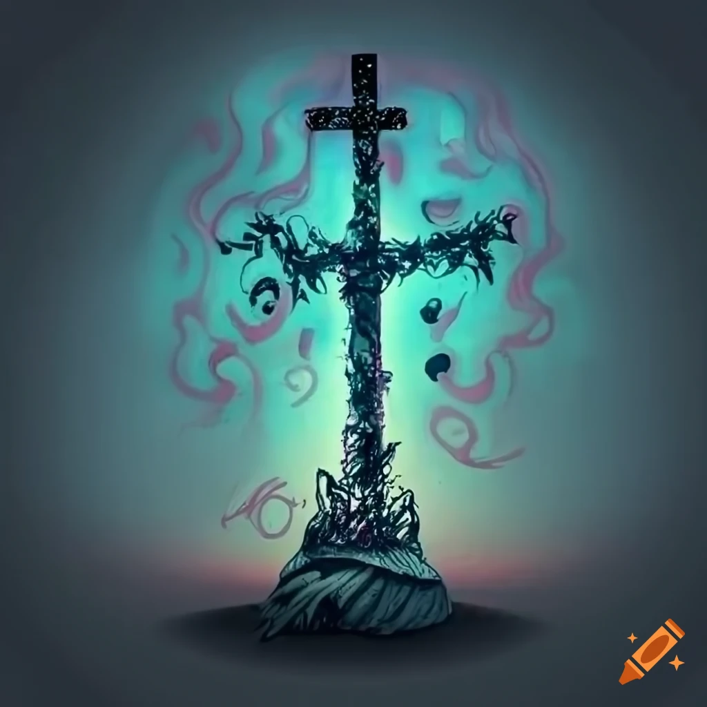 Tim Burton-inspired big cross artwork