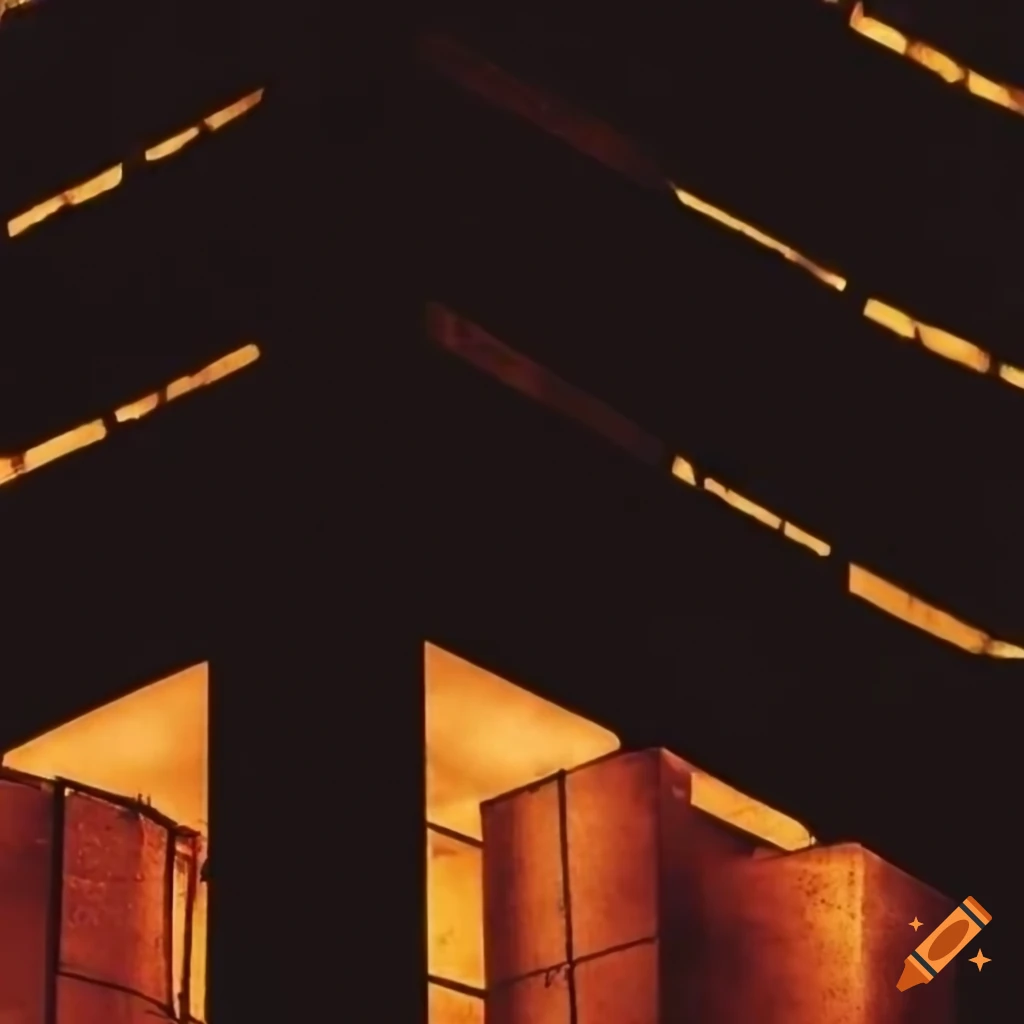 nighttime brutalist architecture