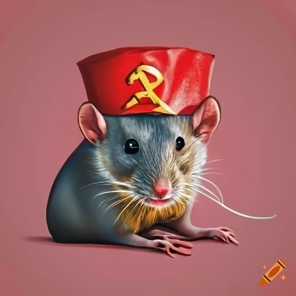 image of a rat wearing a communist hat