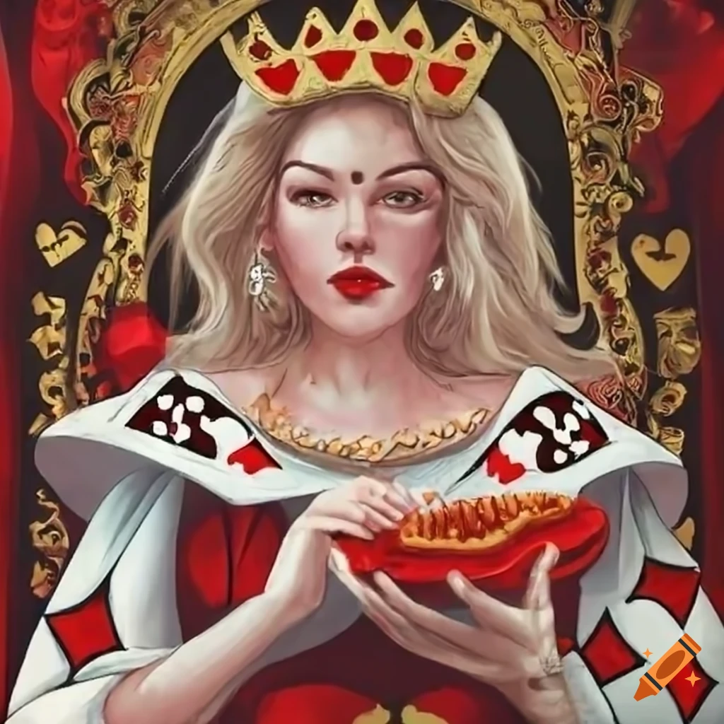 illustration of the Queen of Hearts holding a pie