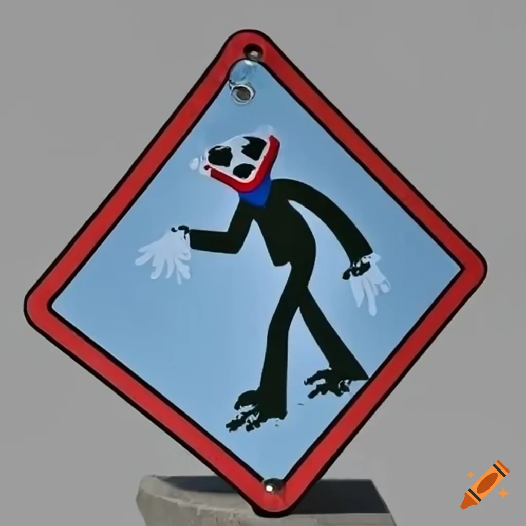 humorous road sign of Huggy Wuggy crossing