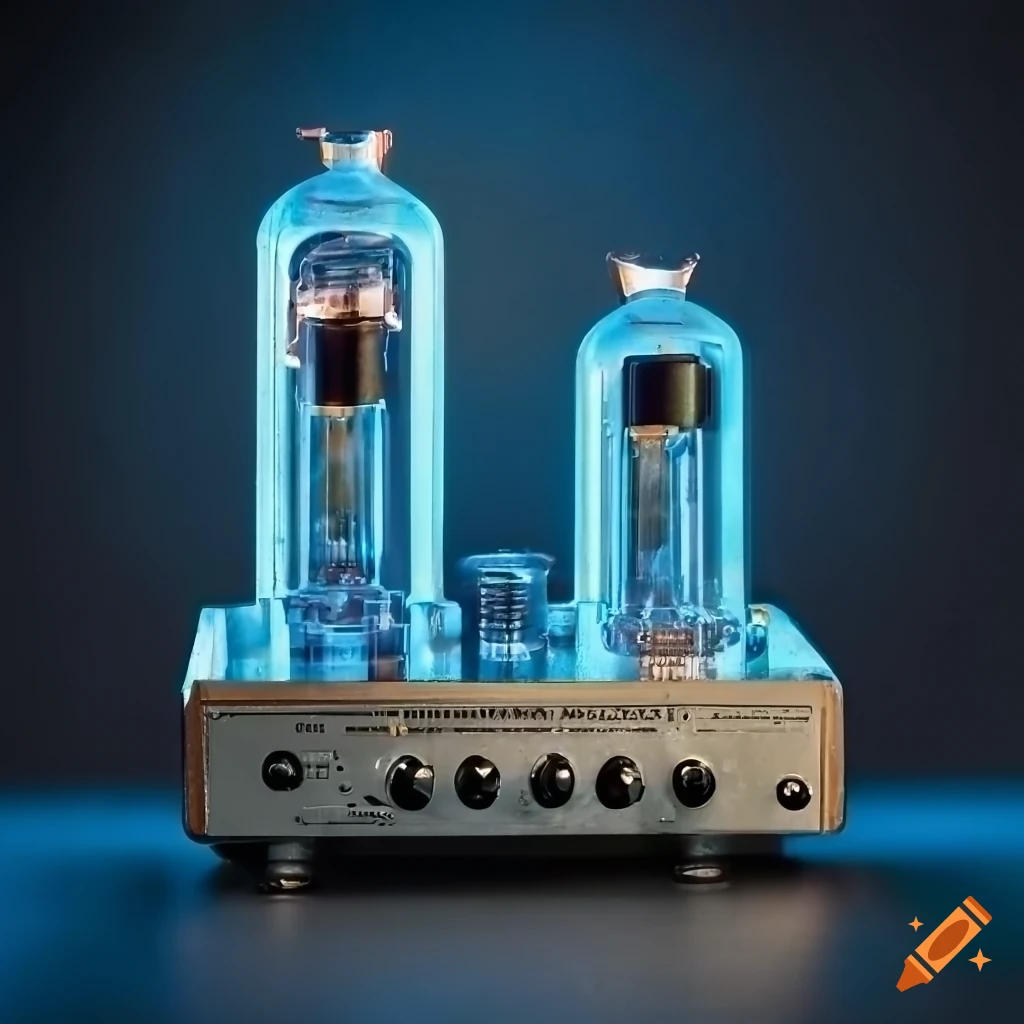 image of a vintage amplifier with glowing tubes