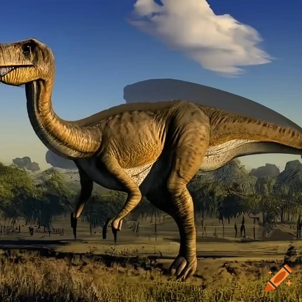 scientifically accurate Hadrosaurus dinosaur in morning light