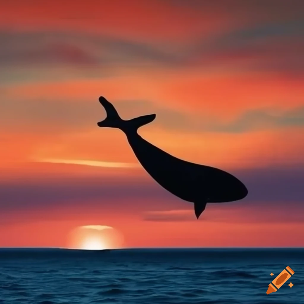 sunset with whale in the sky