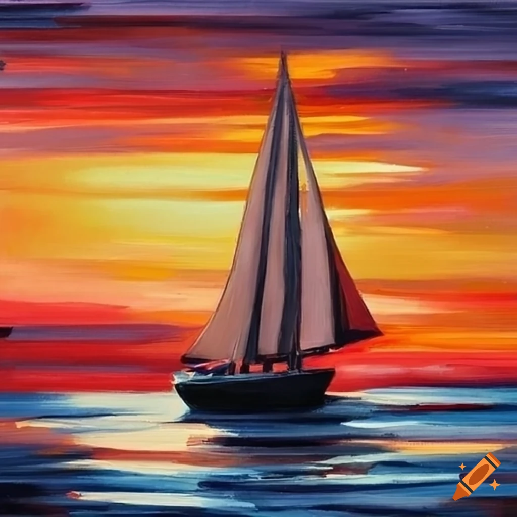 sunset sailboat acrylic painting