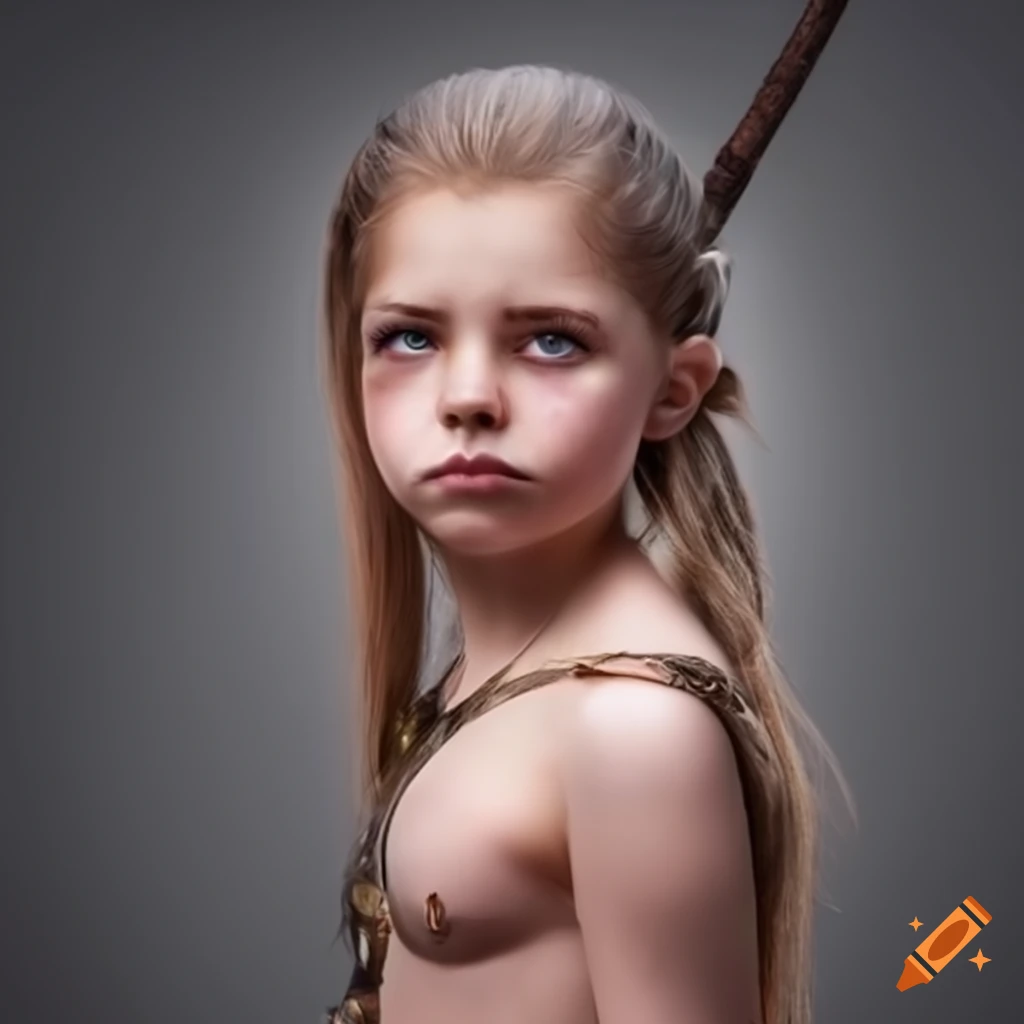 portrait of a young barbarian warrior girl