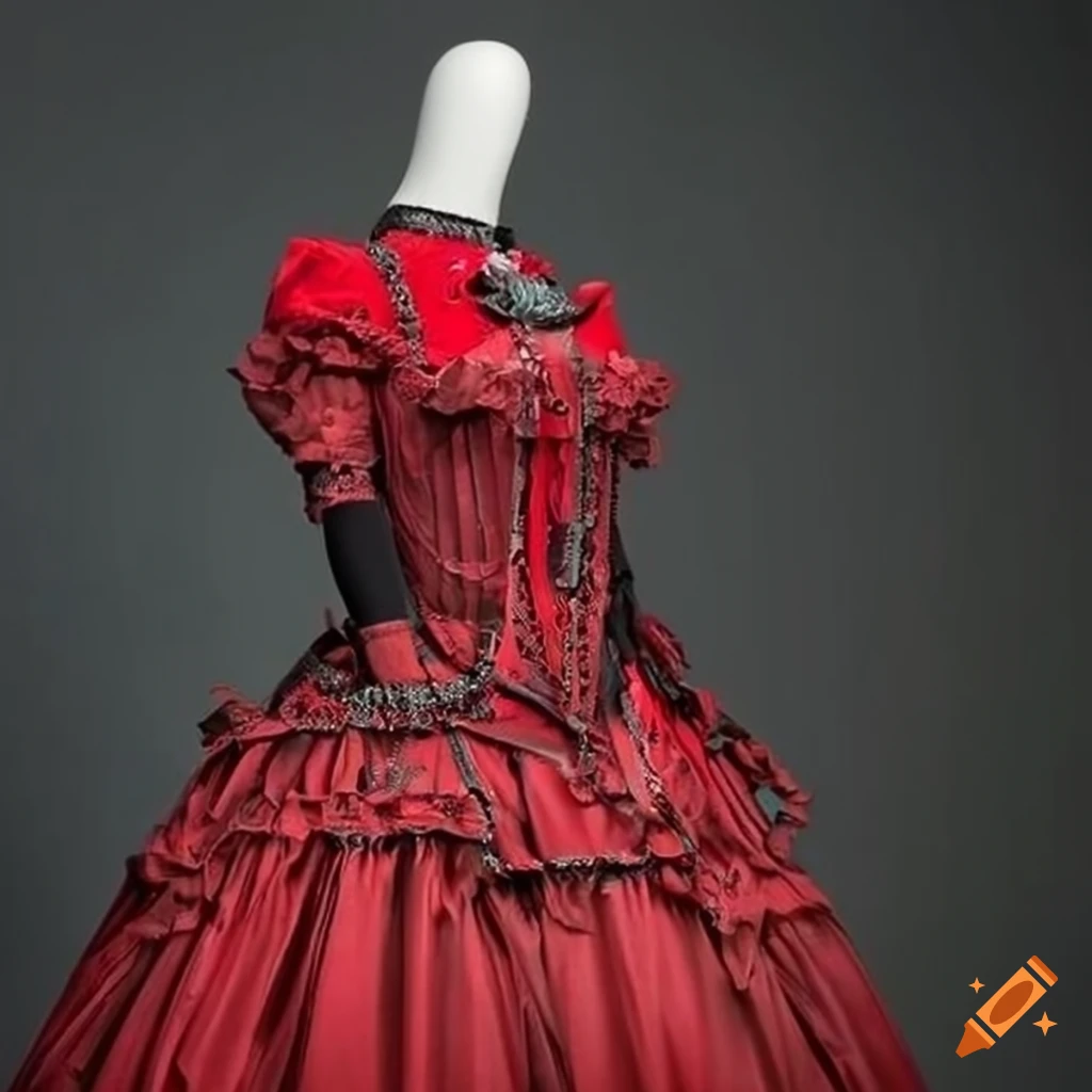 red goth lolita dress on display