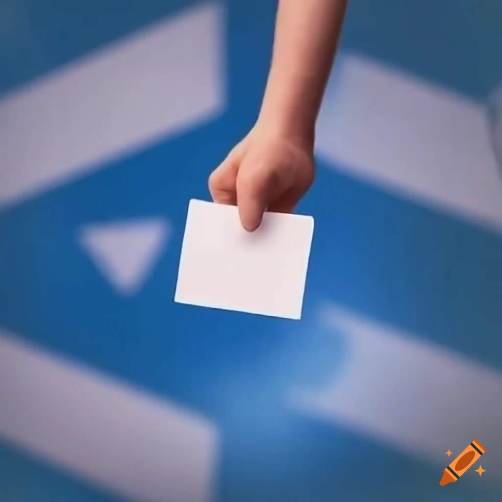 hand holding a card being put into a blue ballot box