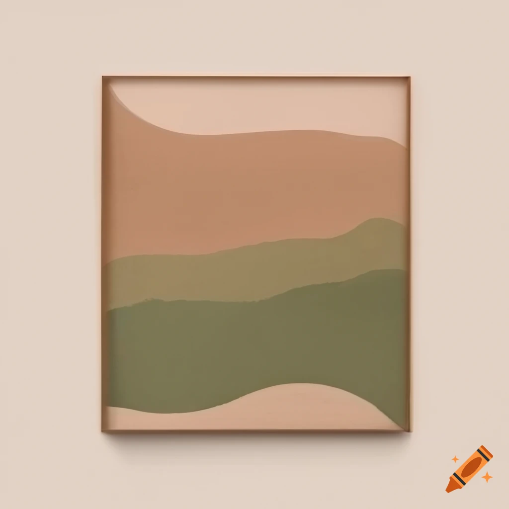minimalistic lithographic print with olive green terracotta palette