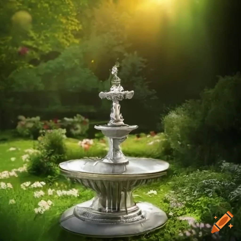 silver gazebo in a picturesque garden