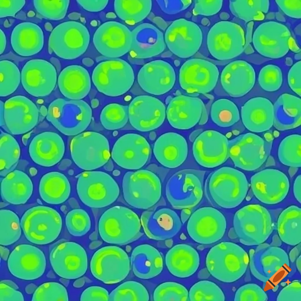90s style pattern with lime green dots on dark blue background