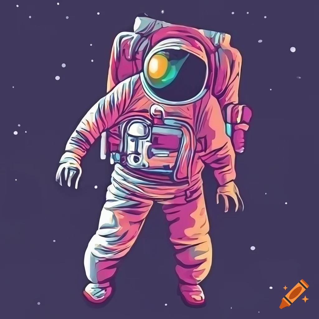 detailed astronaut in galaxy background T-shirt design