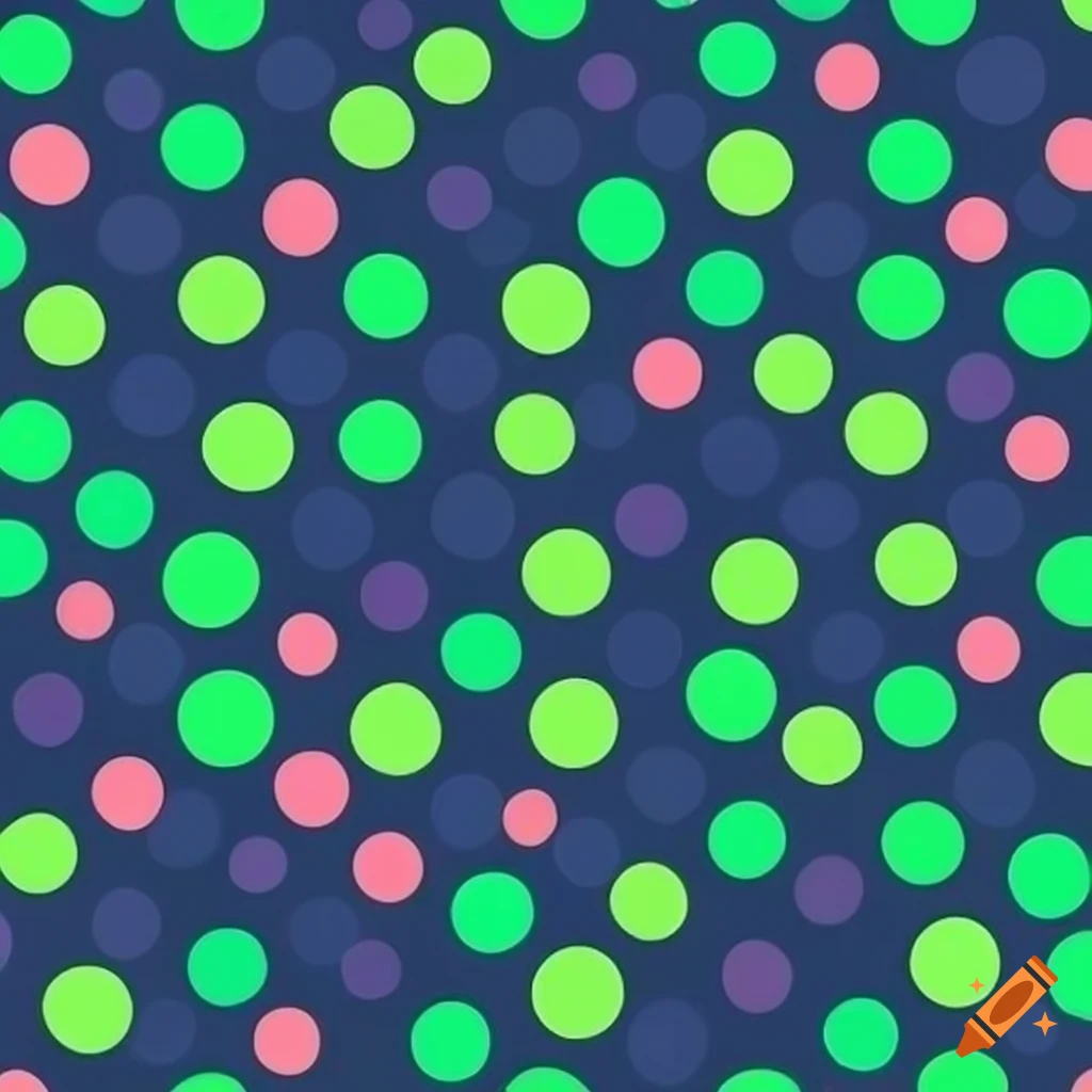 90s style pattern with lime green dots on dark blue background