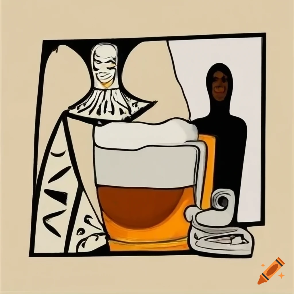picasso-inspired beer and whiskey artwork