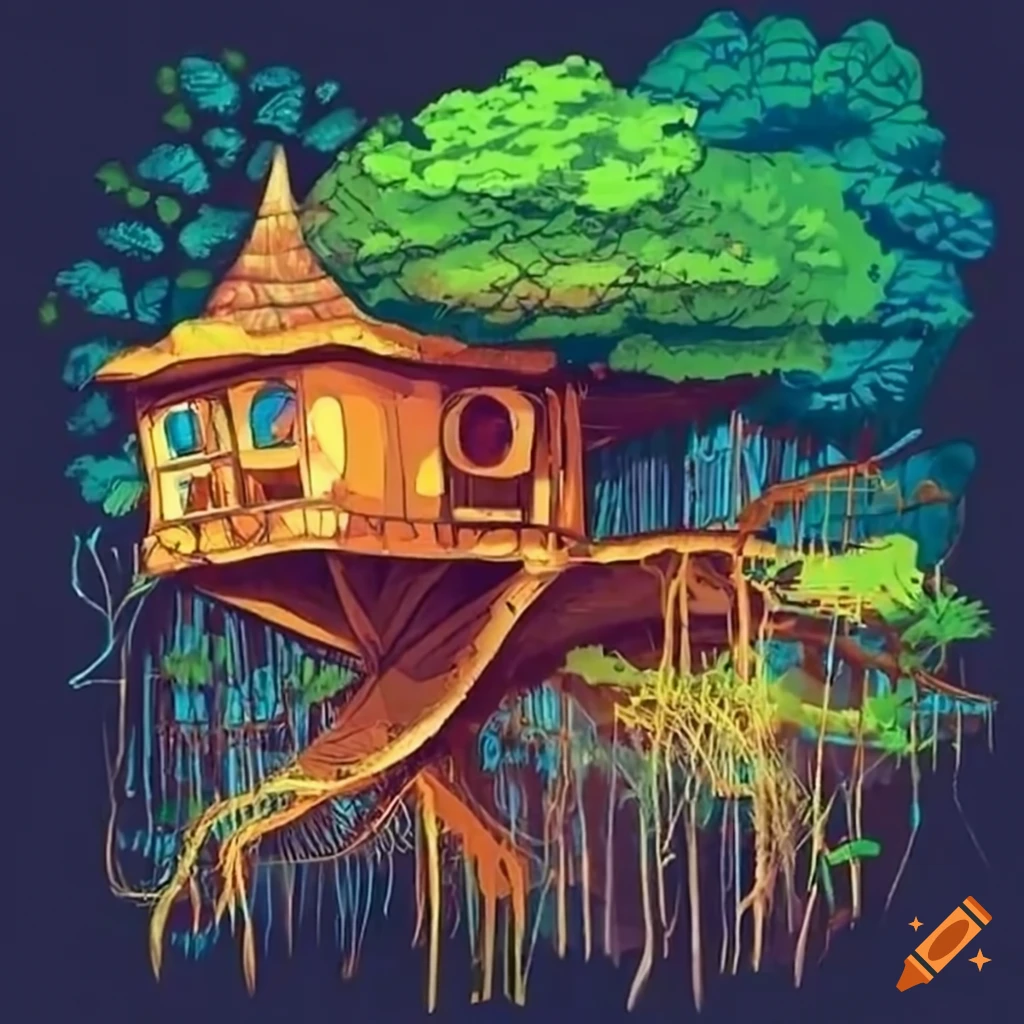 image of a treehouse city in the jungle