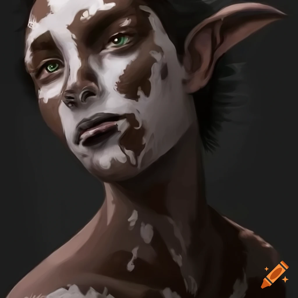 character concept of a satyr with vitiligo