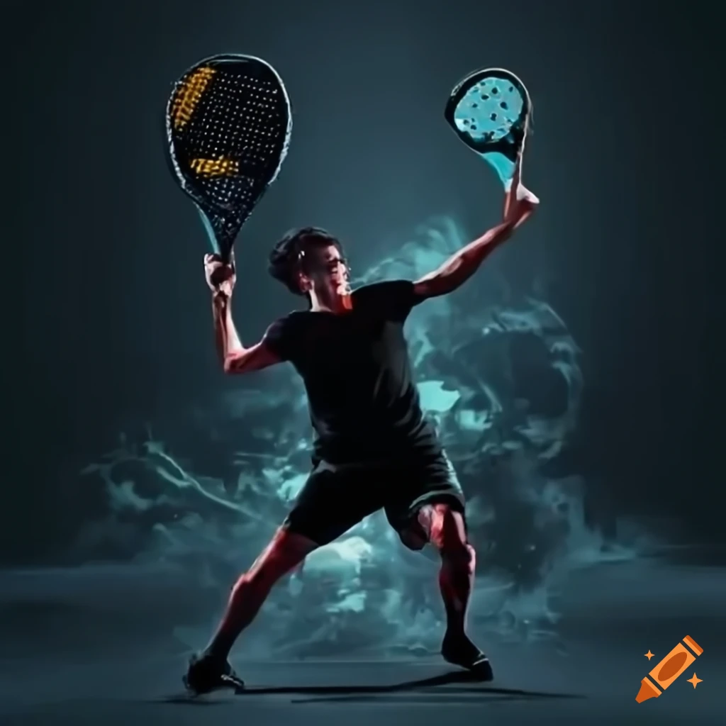 colorful silhouette of a man playing padel