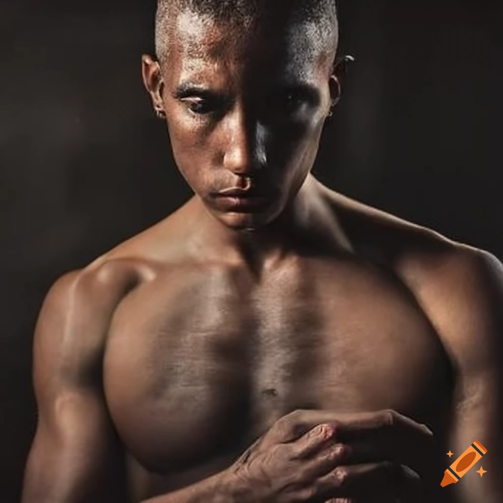 a man engaged in intense physical training