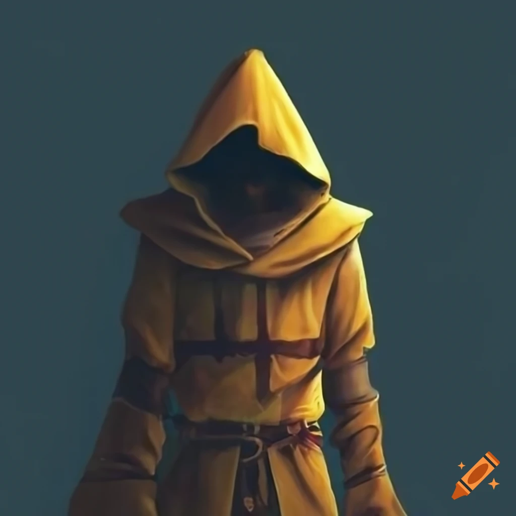 image of a hooded monk standing on a stormy mountain