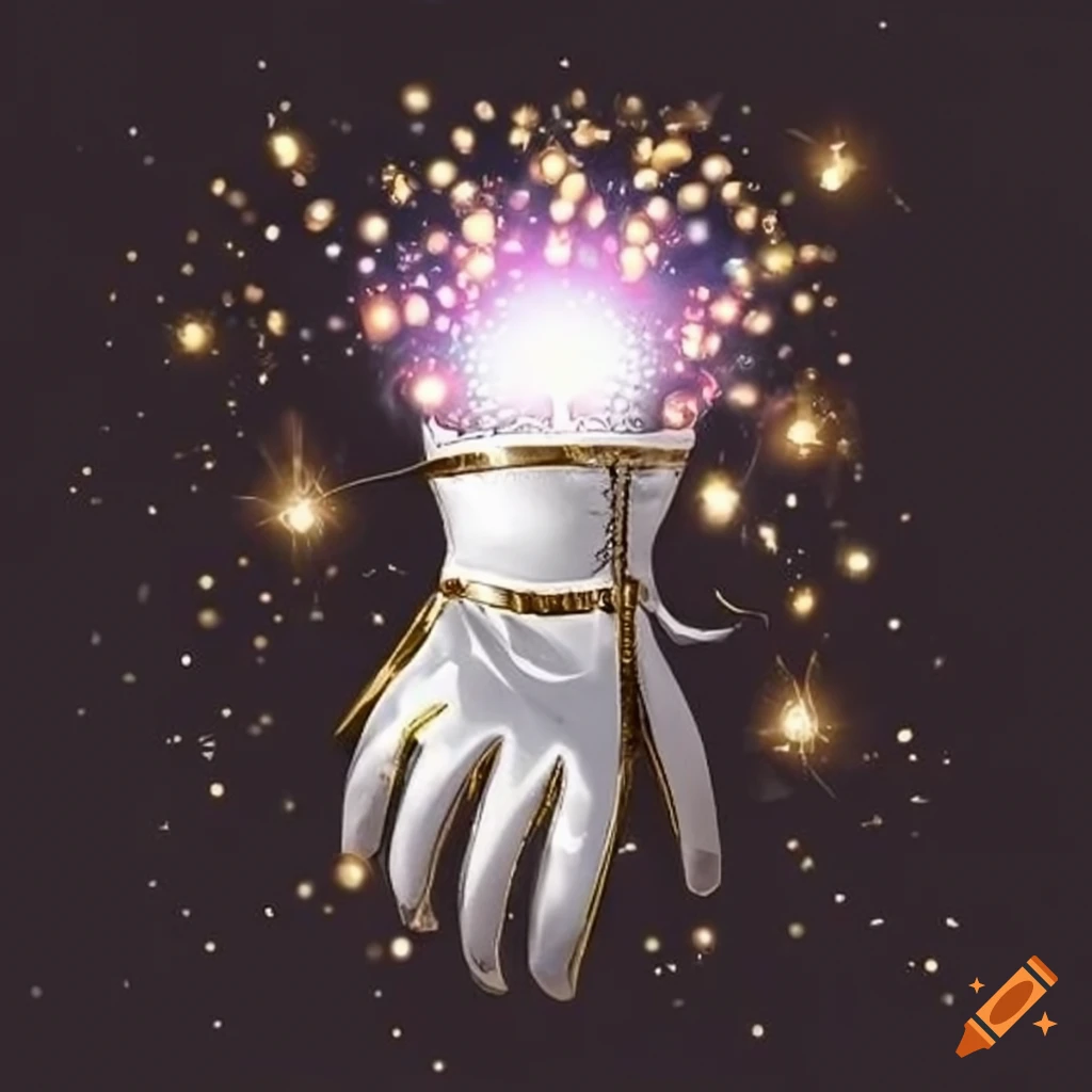 sparkling white magician's glove with manga style