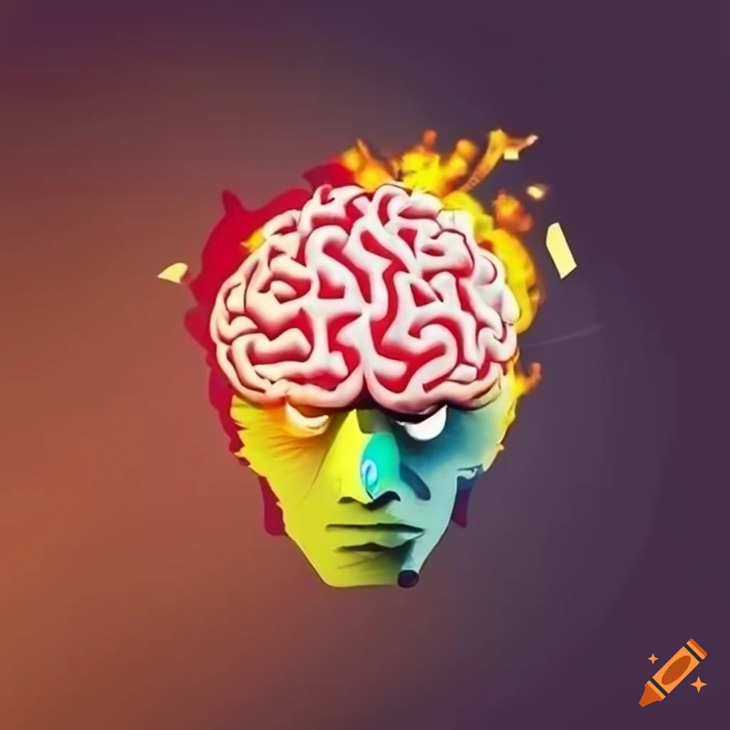 logo design of an exploding brain for Overthinkers