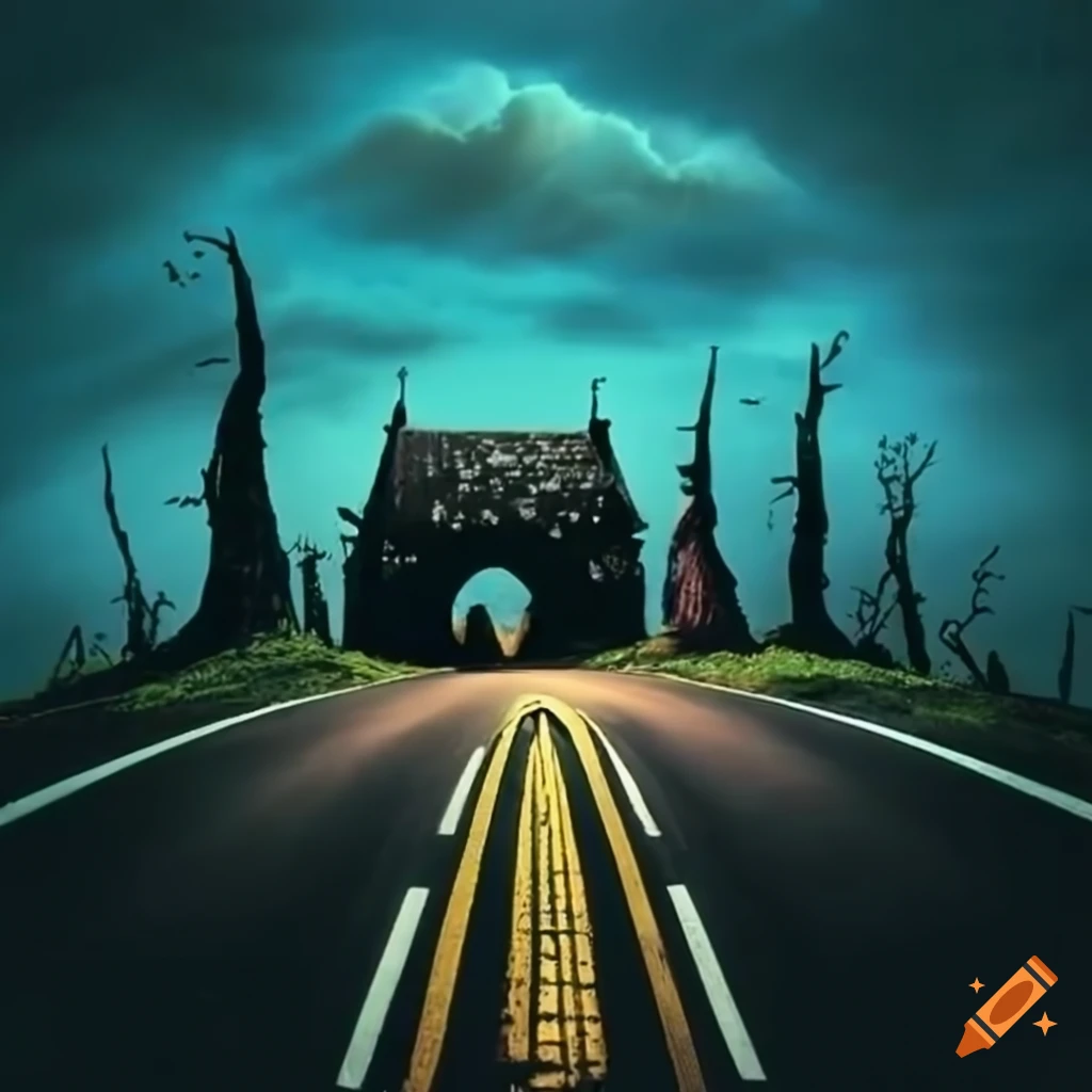 illustration of Tim Burton-style roads