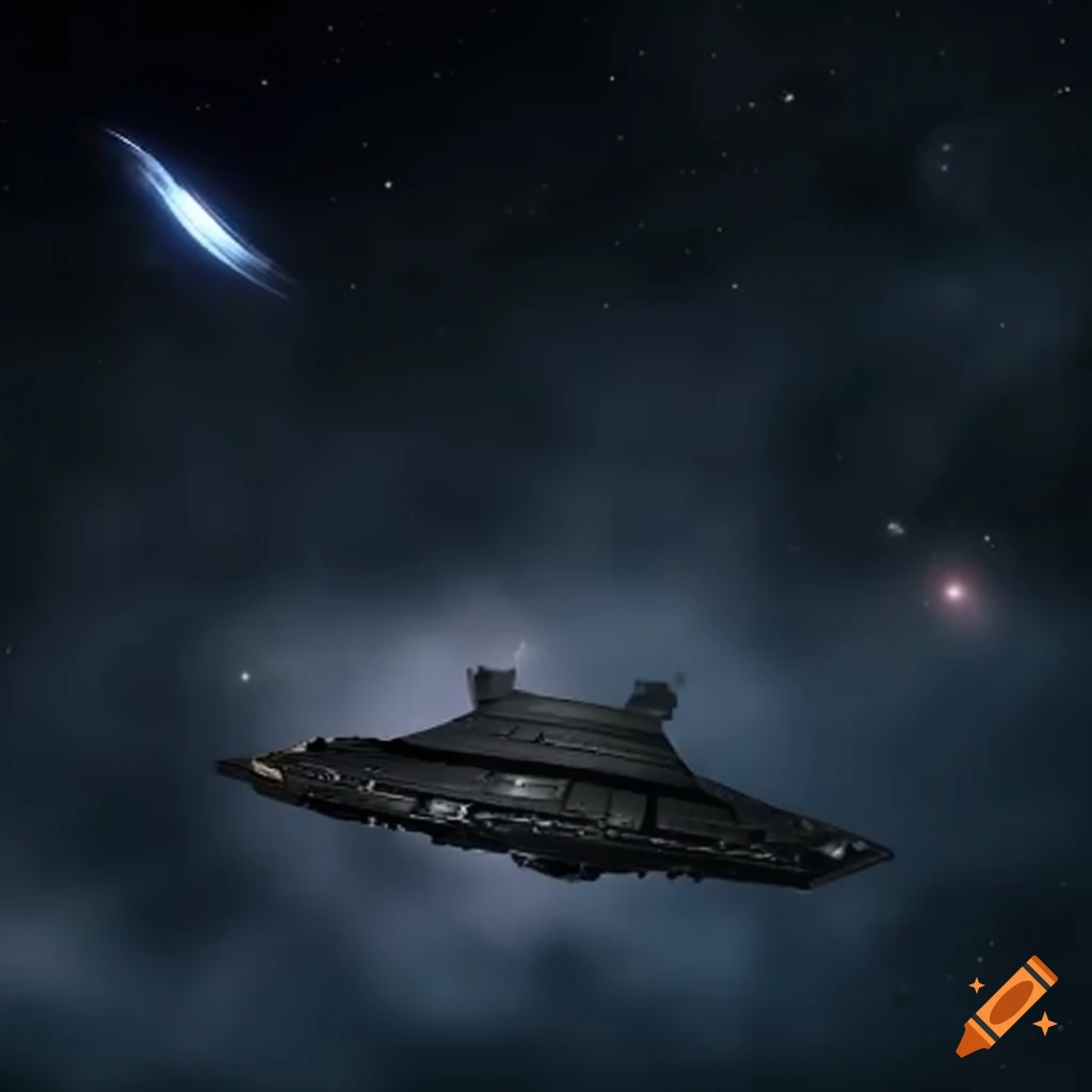 image of a modular starship in space