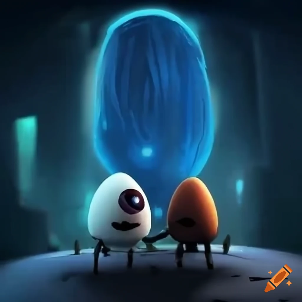 final scene of egg people heroes saying farewell