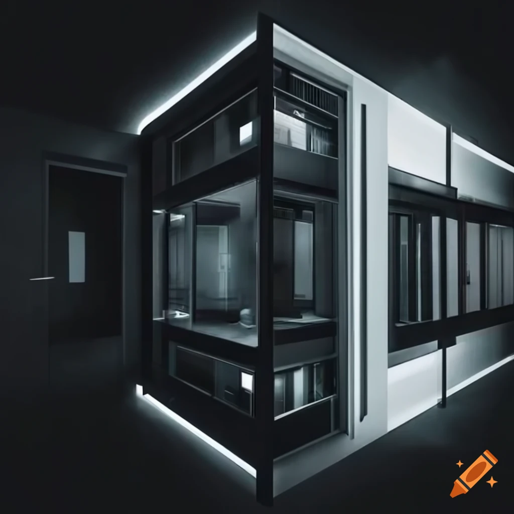 4k ultra realistic black and white modern house