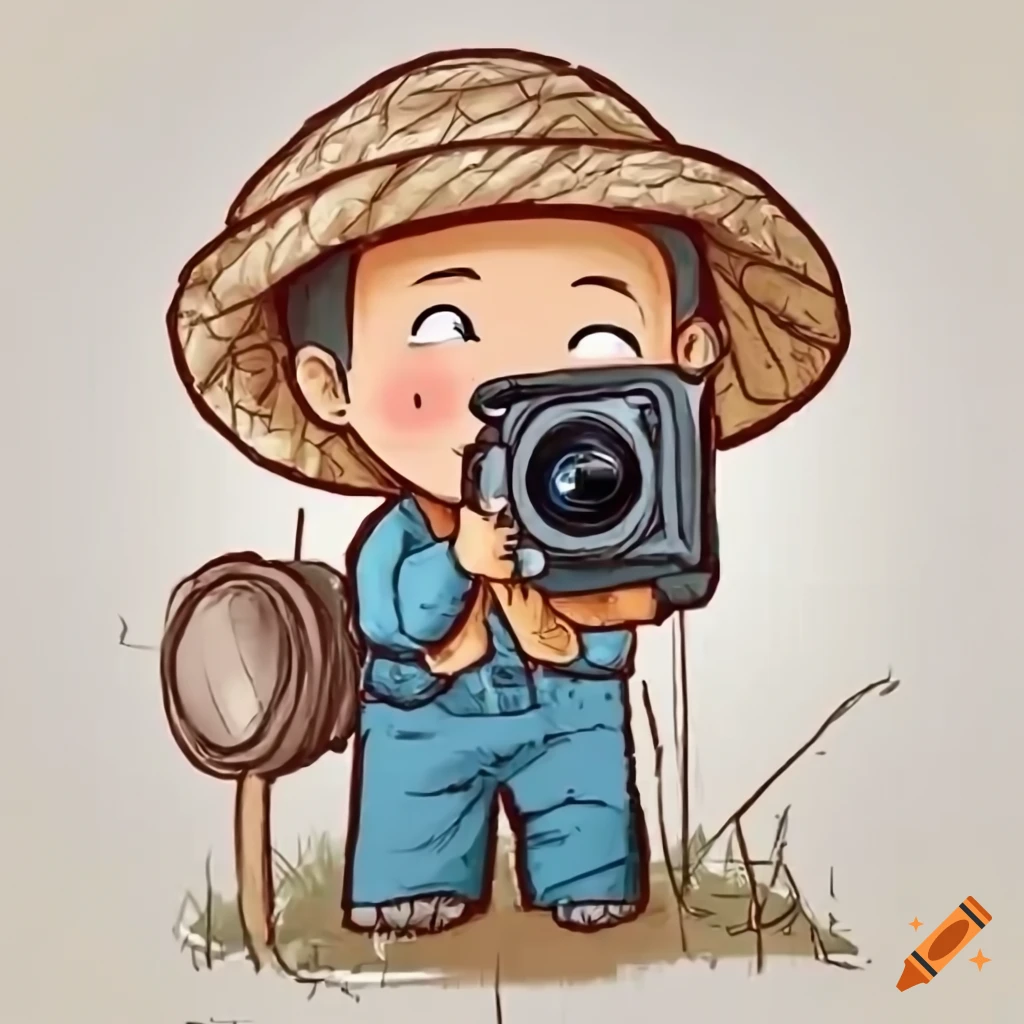 cute Asian farmer with a video camera