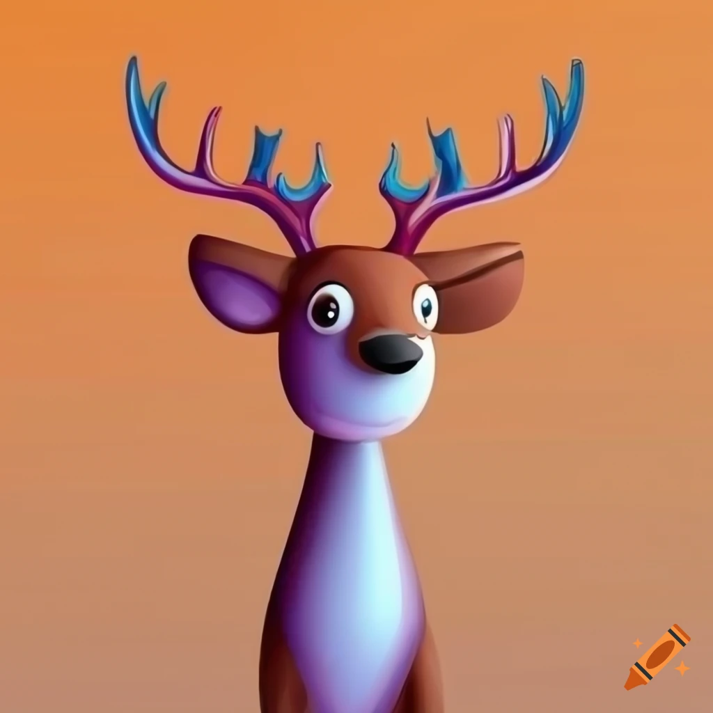 cartoon drawing of a skinny deer on a gradient background