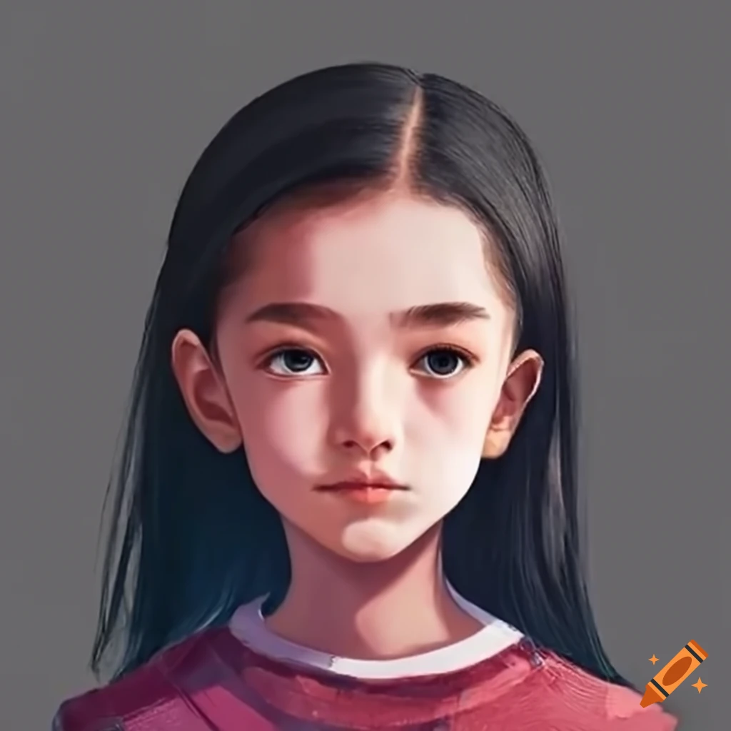 image of a young introverted girl with black hair