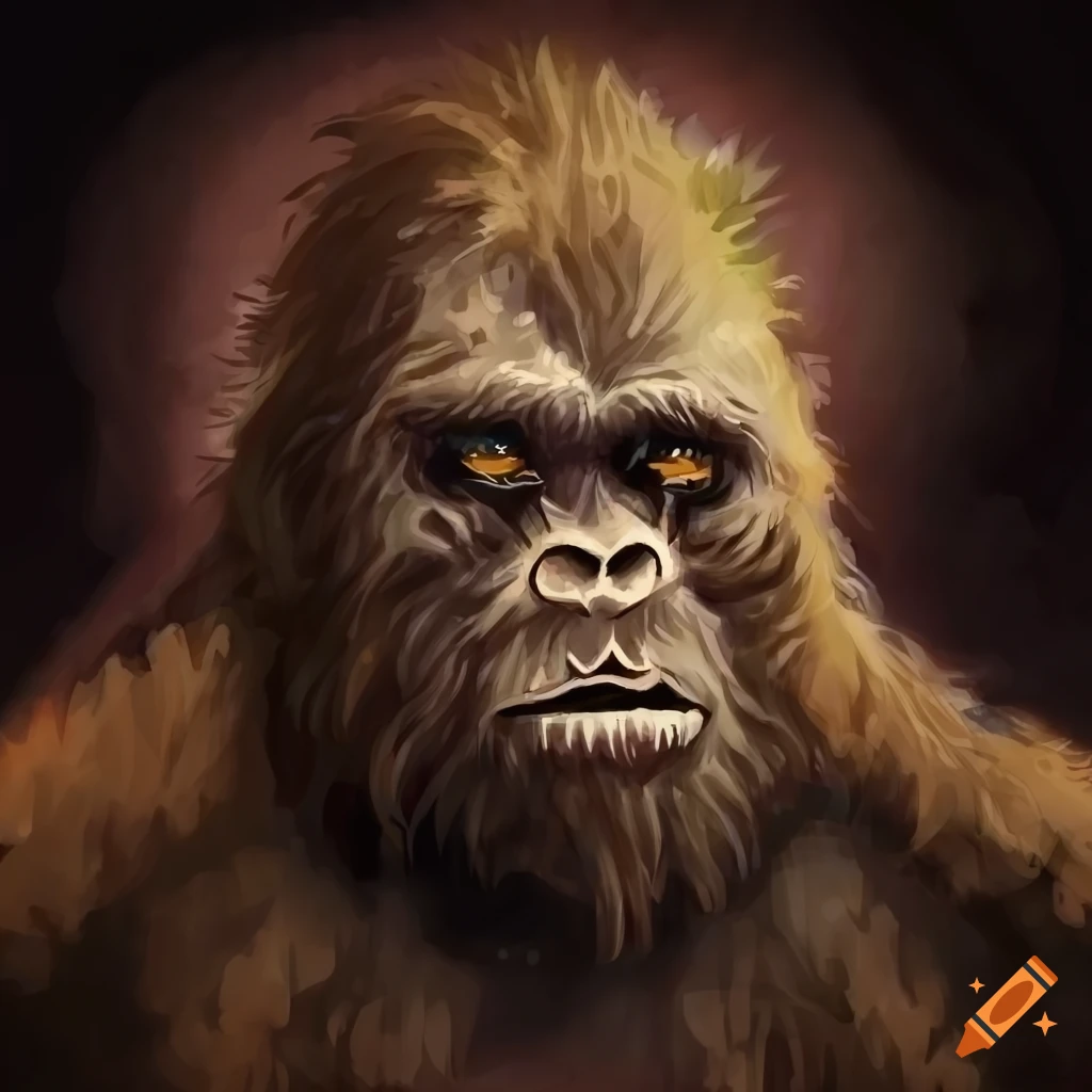 colorless aquarelle portrait of a heroic fantasy bigfoot