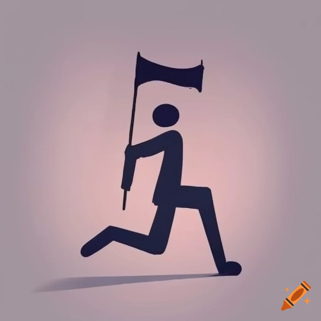 pictogram of a man carrying a flag