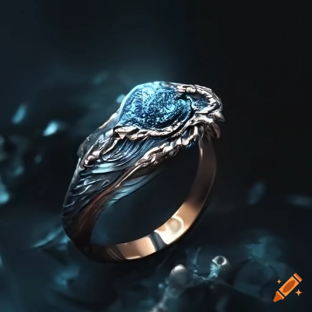 bronze ring with raven insignia