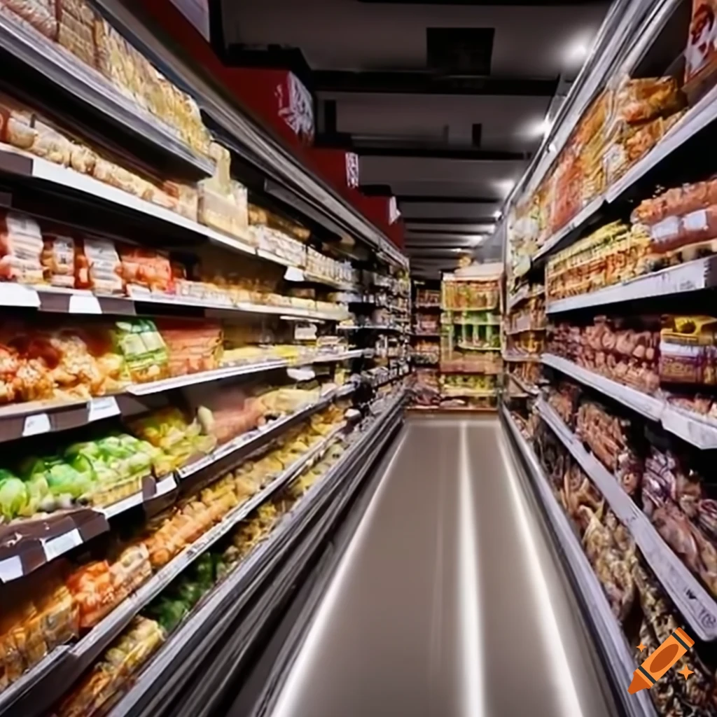 supermarket aisle with products