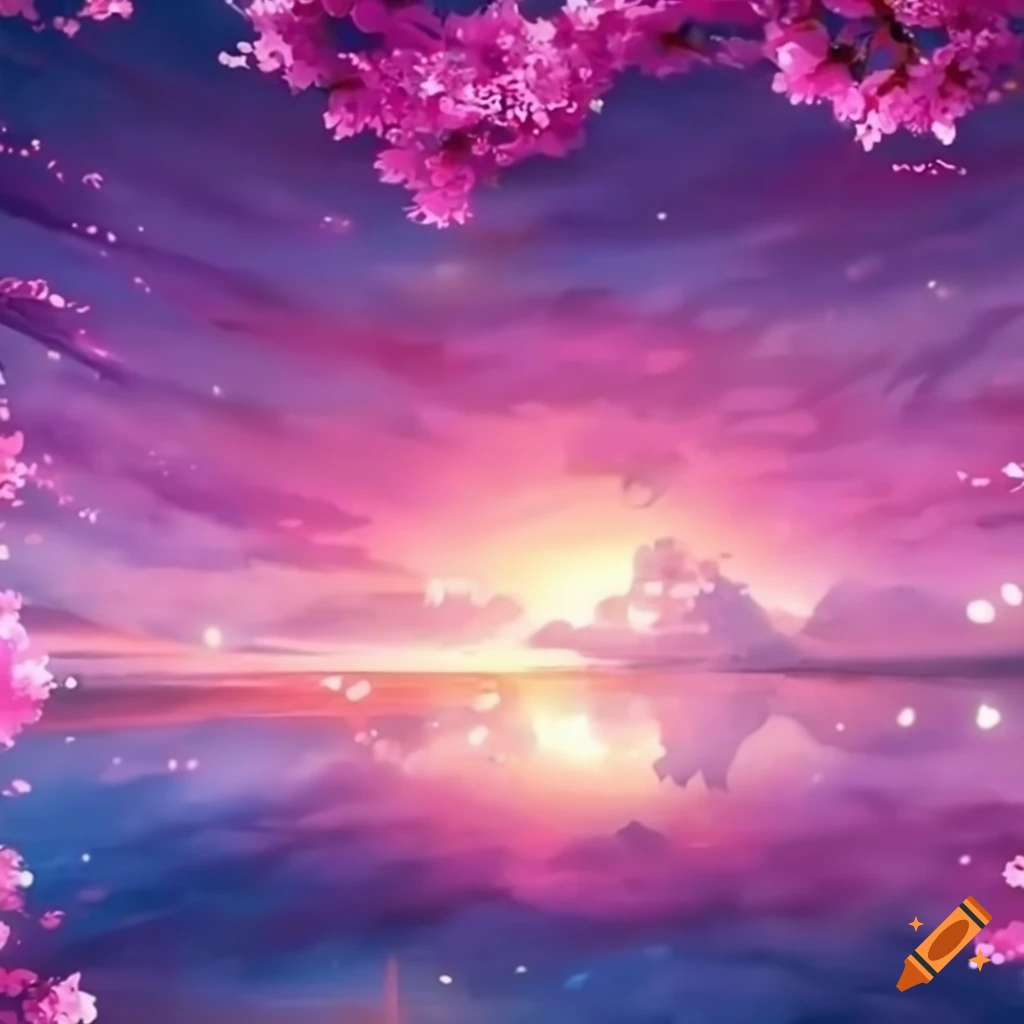 sakura blossoms in a bright and dreamy landscape