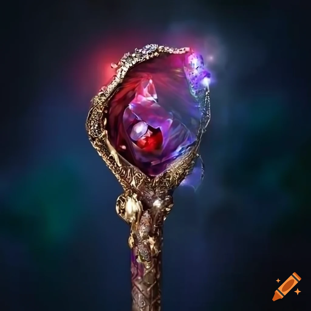 image of a mystical wizard staff with a red diamond