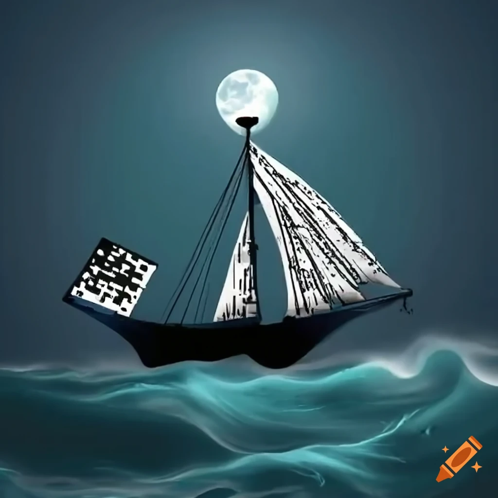spooky sailboat on high waves