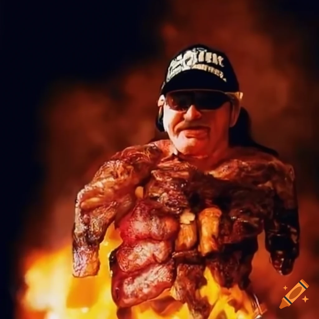 Dale Earnhardt grilling steaks and enjoying a beer